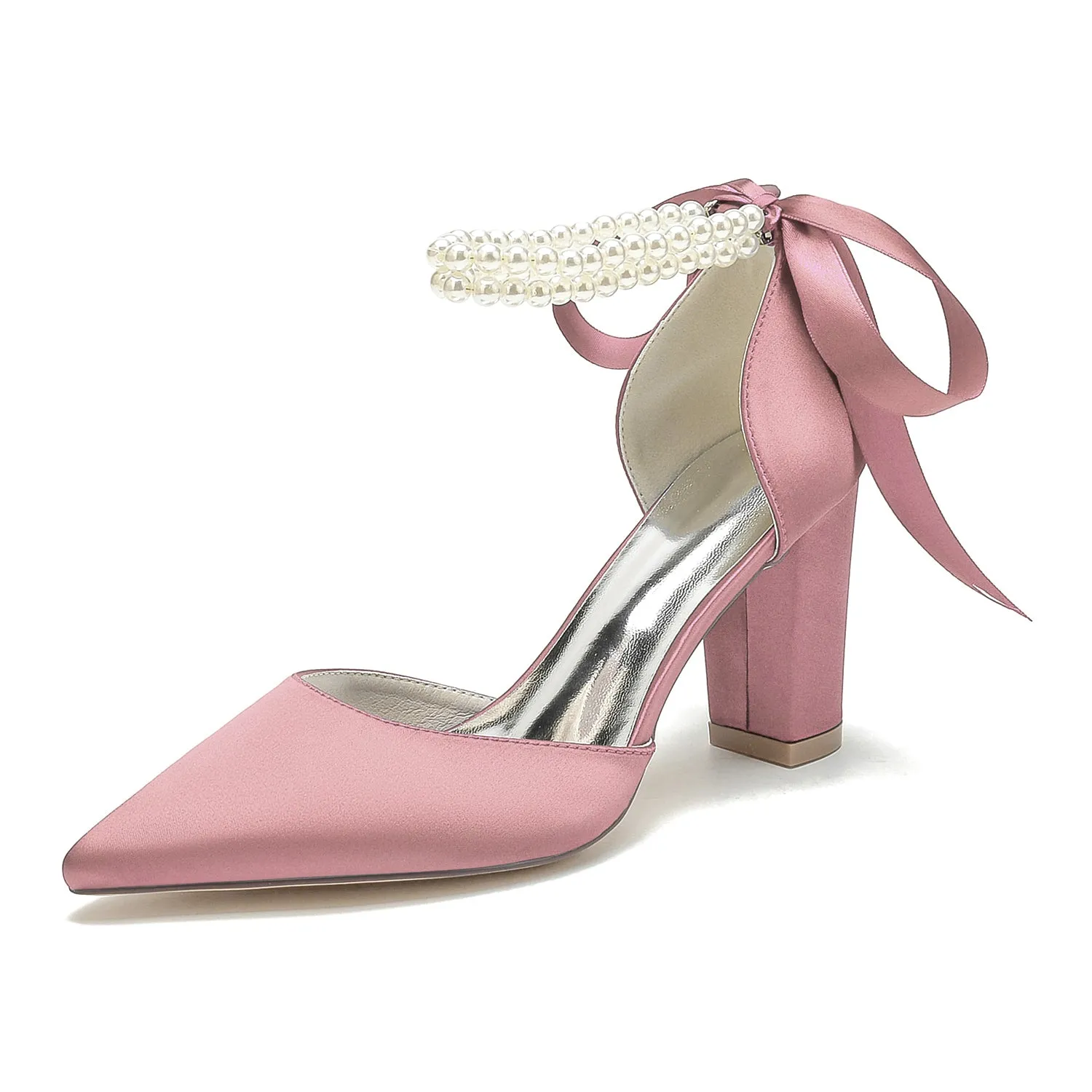 Chunky Heel 8.5cm Silk-Like Shoes CK0487 sold by Cocomelody