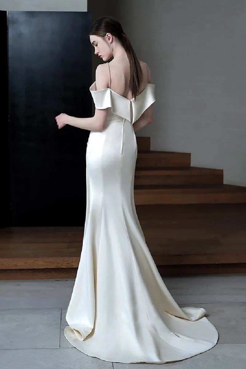 Trumpet-Mermaid Sweep-Brush Train Satin Wedding Dress 746403059748 sold by Cocomelody product image thumbnail 2