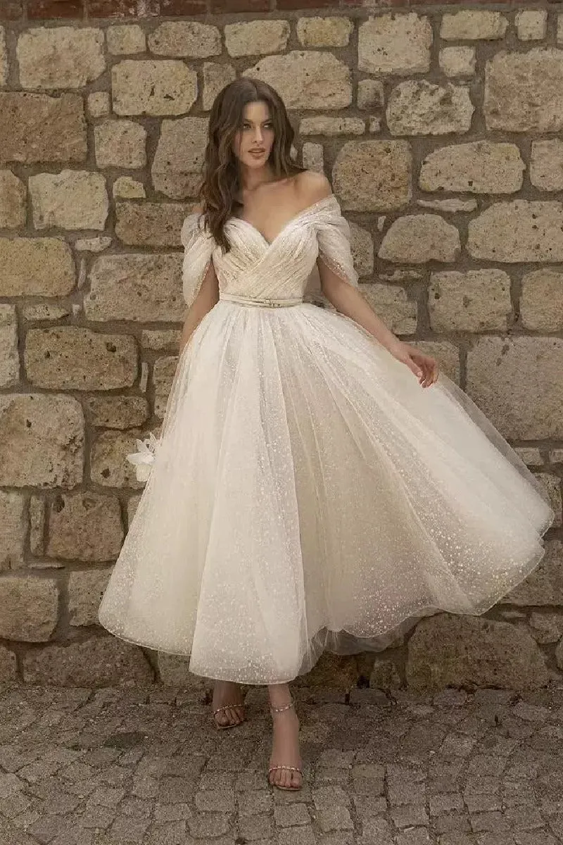 A-Line Ankle Length Tulle Wedding Dress 735503736731 sold by Cocomelody product image thumbnail 4