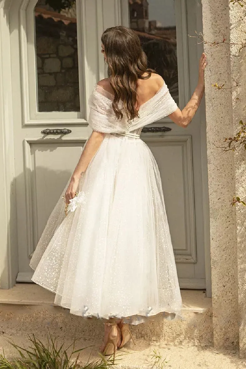 A-Line Ankle Length Tulle Wedding Dress 735503736731 sold by Cocomelody product image thumbnail 2