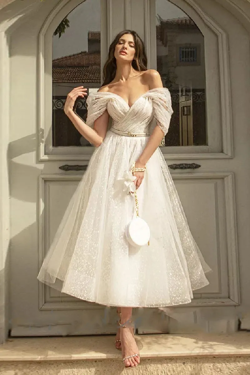 A-Line Ankle Length Tulle Wedding Dress 735503736731 sold by Cocomelody