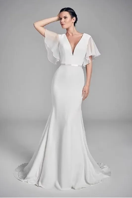 Trumpet-Mermaid Sweep-Brush Train Chiffon Wedding Dress 848278881654 sold by Cocomelody