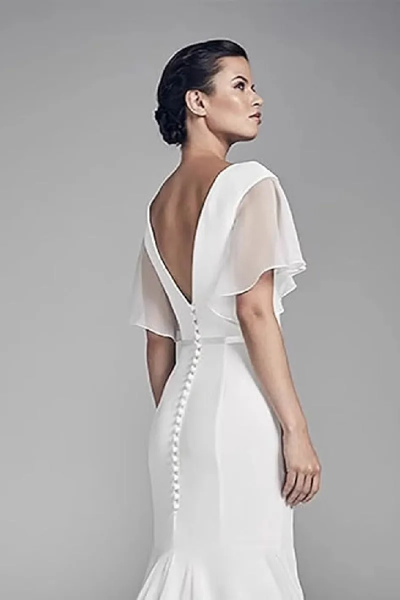 Trumpet-Mermaid Sweep-Brush Train Chiffon Wedding Dress 848278881654 sold by Cocomelody product image thumbnail 4