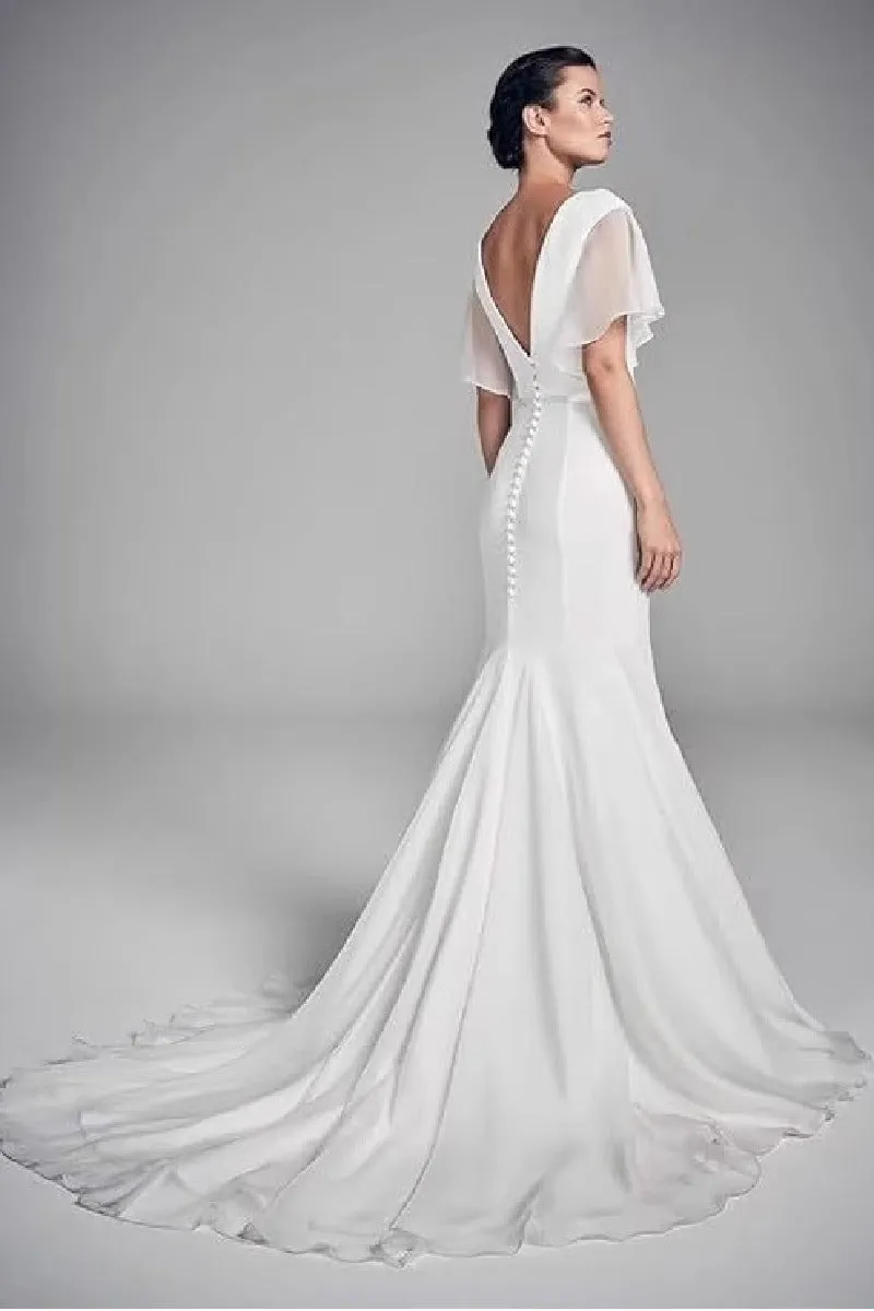 Trumpet-Mermaid Sweep-Brush Train Chiffon Wedding Dress 848278881654 sold by Cocomelody product image thumbnail 2