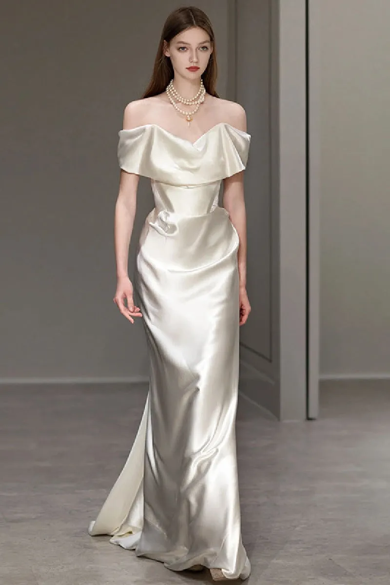 Sheath-Column Stretch Satin Wedding Dress 856701119408 sold by Cocomelody