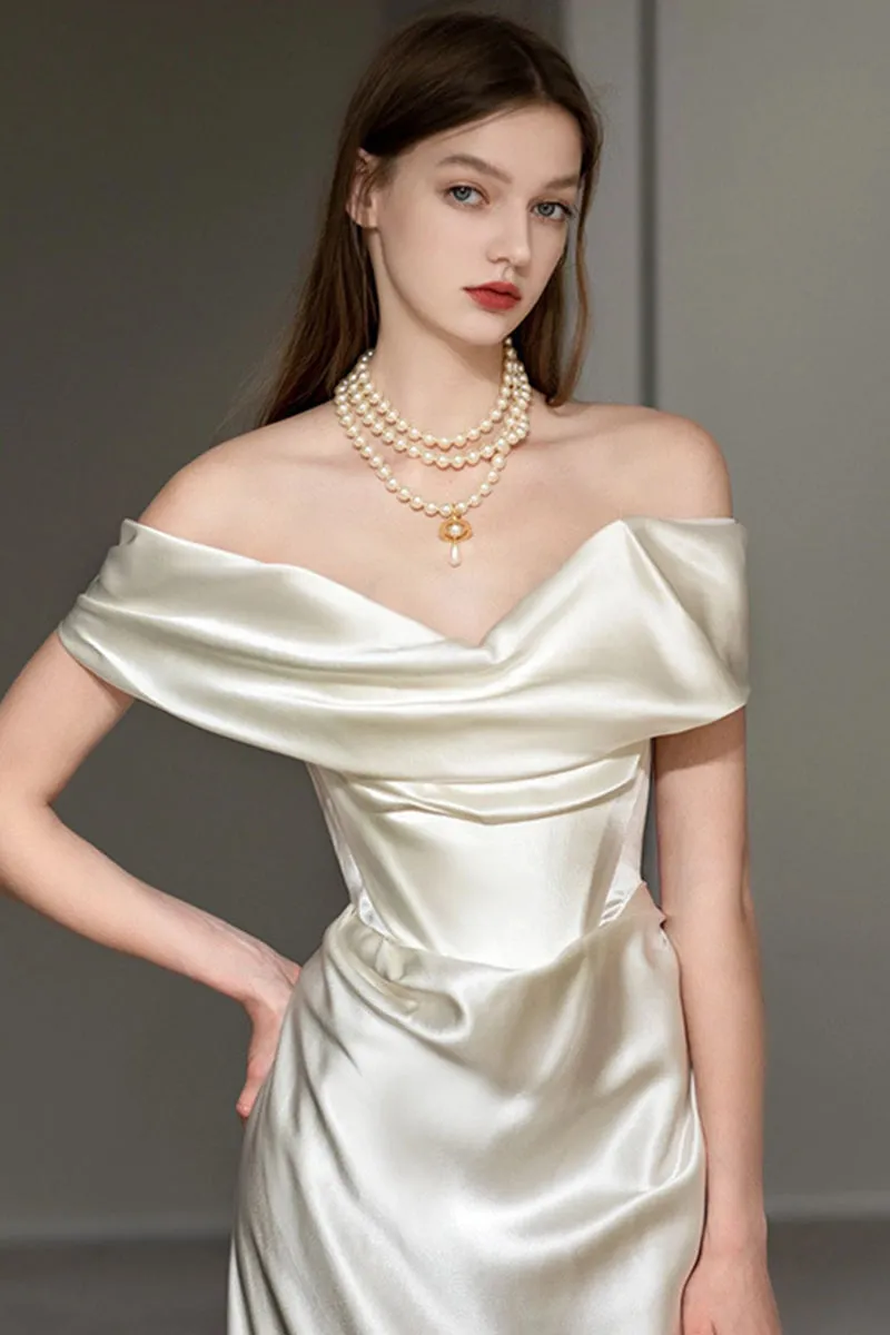 Sheath-Column Stretch Satin Wedding Dress 856701119408 sold by Cocomelody product image thumbnail 5