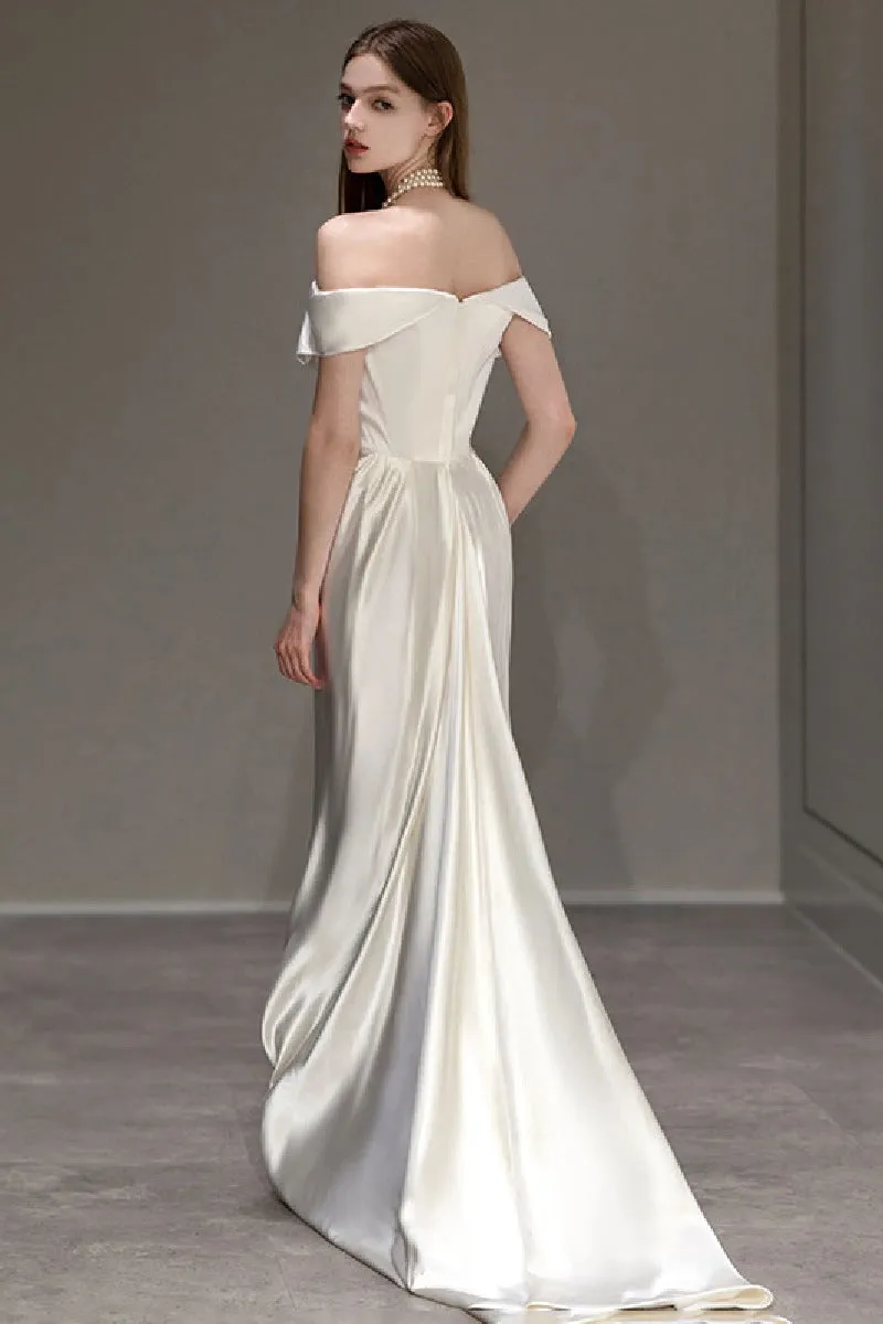 Sheath-Column Stretch Satin Wedding Dress 856701119408 sold by Cocomelody product image thumbnail 2