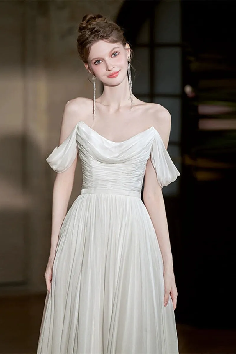 A-Line Sweep-Brush Train Chiffon Wedding Dress 811880629978 sold by Cocomelody product image thumbnail 4