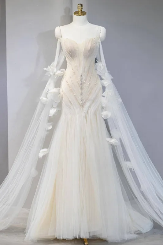 Trumpet-Mermaid Sweep-Brush Train Tulle Wedding Dress 827803420387 sold by Cocomelody