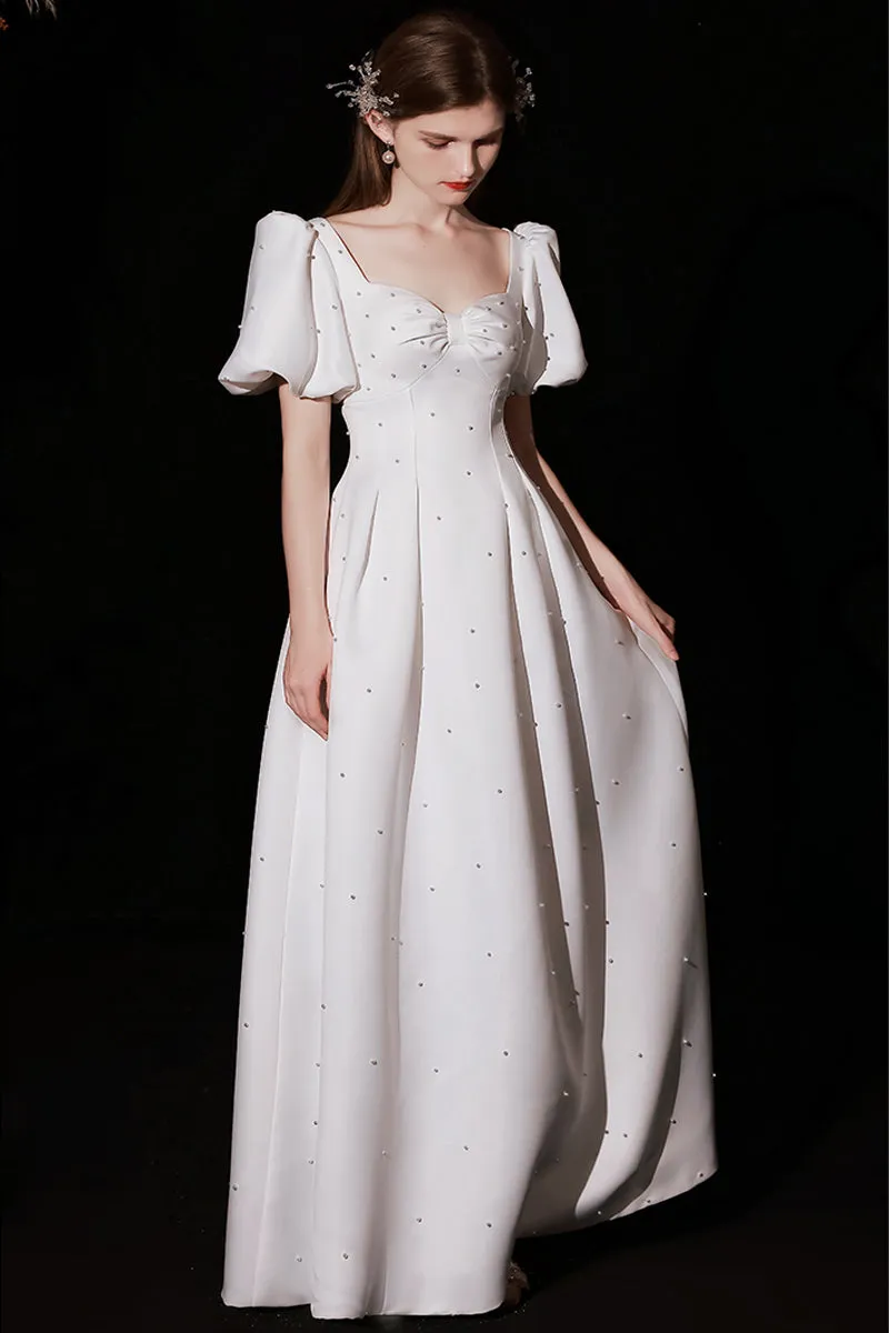 A-Line Floor Length Satin Wedding Dress 676166316331 sold by Cocomelody product image thumbnail 4