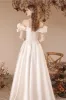 A-Line Floor Length Satin Wedding Dress 708336222057 sold by Cocomelody