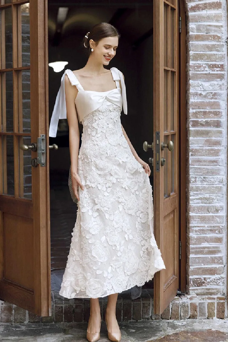 A-Line Ankle Length Lace Wedding Dress 778201084542 sold by Cocomelody product image thumbnail 4