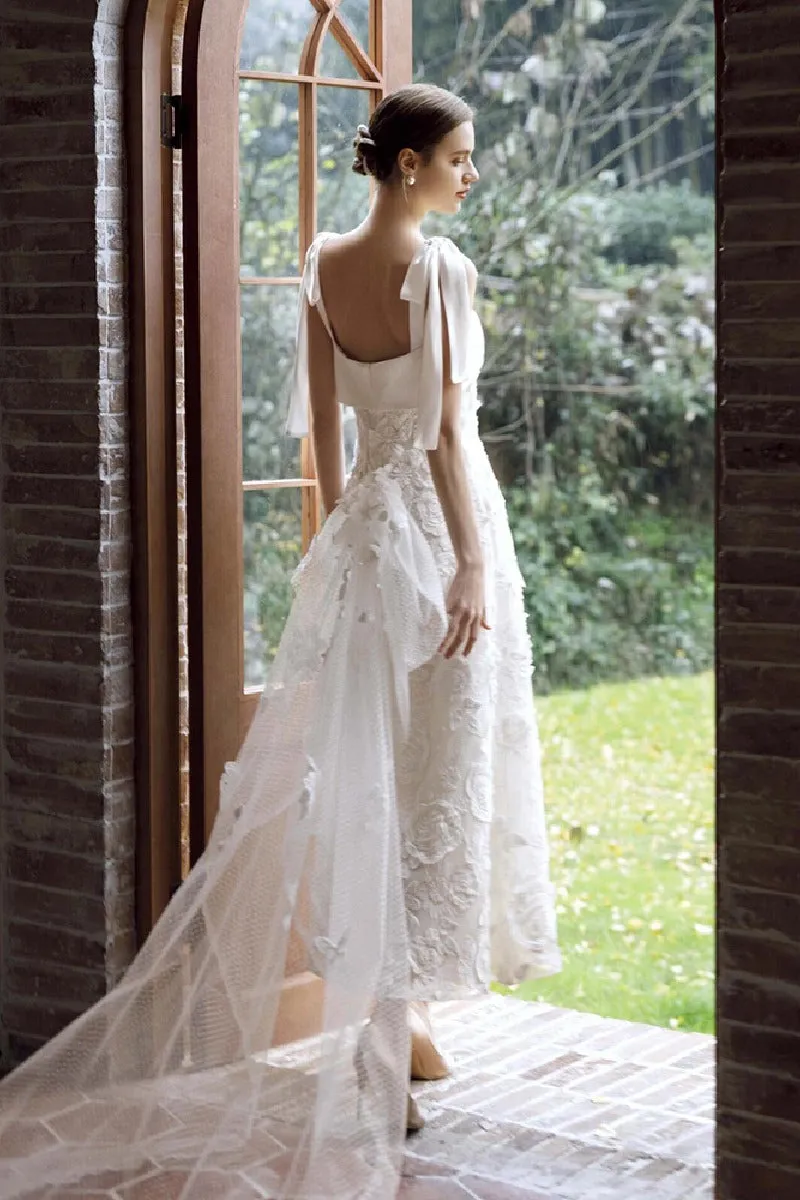 A-Line Ankle Length Lace Wedding Dress 778201084542 sold by Cocomelody product image thumbnail 2
