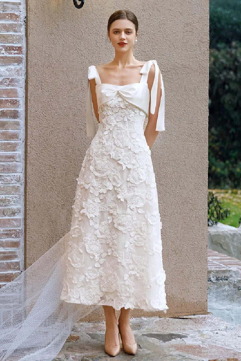A-Line Ankle Length Lace Wedding Dress 778201084542 sold by Cocomelody