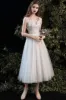 A-Line Tea Length Lace Tulle Wedding Dress 679197245061 sold by Cocomelody
