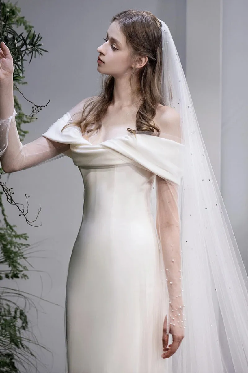 Trumpet-Mermaid Sweep-Brush Train Satin Wedding Dress 854371735185 sold by Cocomelody product image thumbnail 4