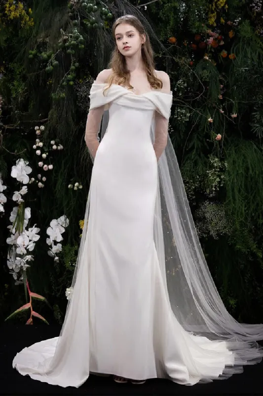 Trumpet-Mermaid Sweep-Brush Train Satin Wedding Dress 854371735185 sold by Cocomelody