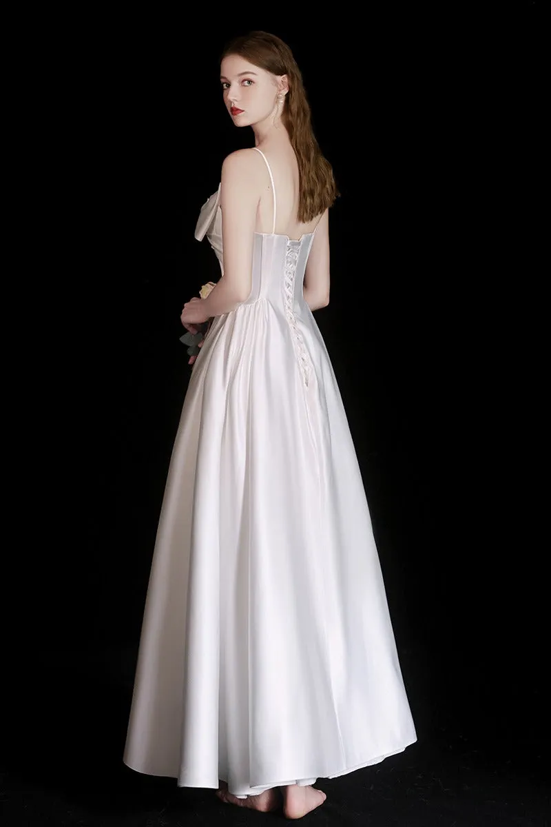 A-Line Ankle Length Satin Wedding Dress 786848999314 sold by Cocomelody product image thumbnail 2