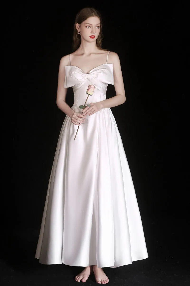 A-Line Ankle Length Satin Wedding Dress 786848999314 sold by Cocomelody