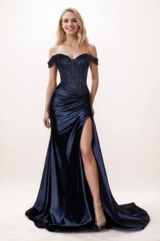 Mermaid Sweep-Brush Train Elastic Silk like Satin Prom Dress CS0714 sold by Cocomelody