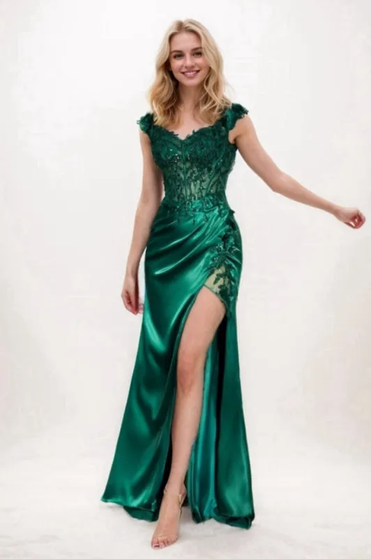 Mermaid Sweep-Brush Train Elastic Silk like Satin Prom Dress CS0708 sold by Cocomelody