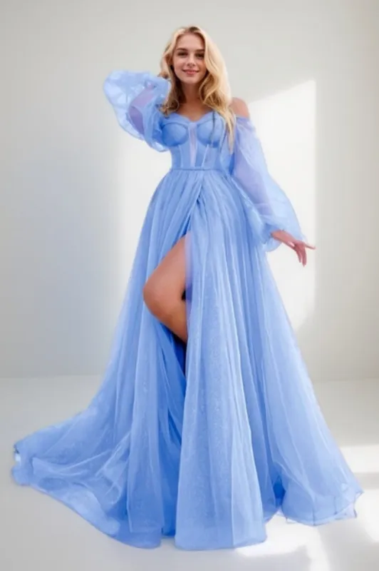 A-Line Sweep-Brush Train Tulle Prom Dress CS0701 sold by Cocomelody