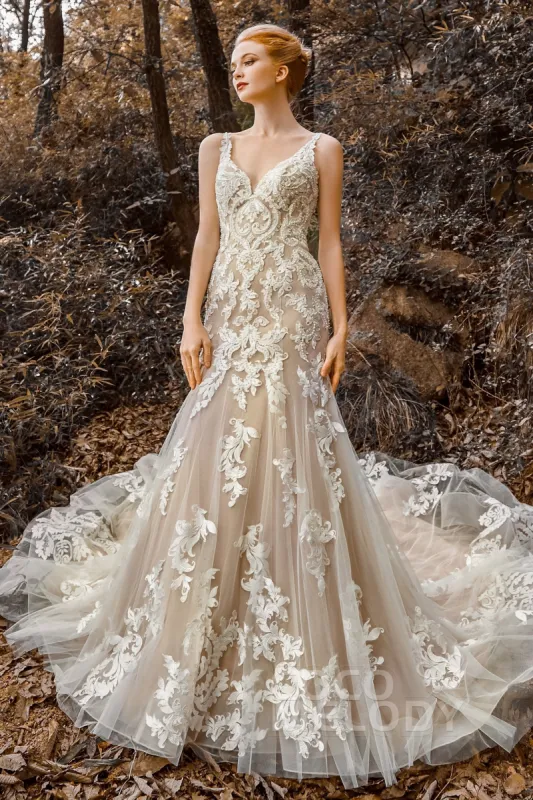 Trumpet-Mermaid Court Train Tulle Wedding Dress CW2123CR sold by Cocomelody