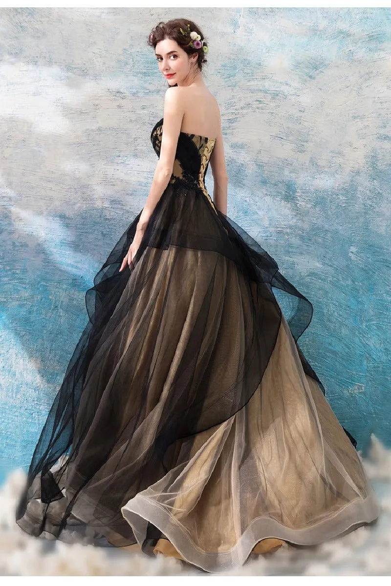 A-Line Sweep-Brush Train Lace Tulle Wedding Dress 702705160237 sold by Cocomelody product image thumbnail 2