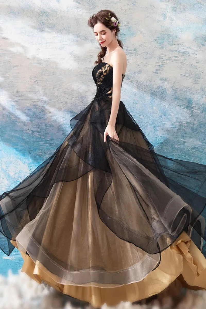 A-Line Sweep-Brush Train Lace Tulle Wedding Dress 702705160237 sold by Cocomelody product image thumbnail 4