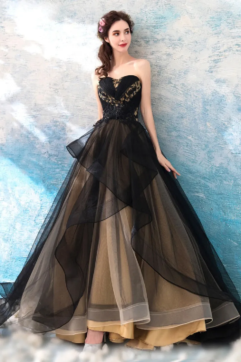 A-Line Sweep-Brush Train Lace Tulle Wedding Dress 702705160237 sold by Cocomelody product image thumbnail 5