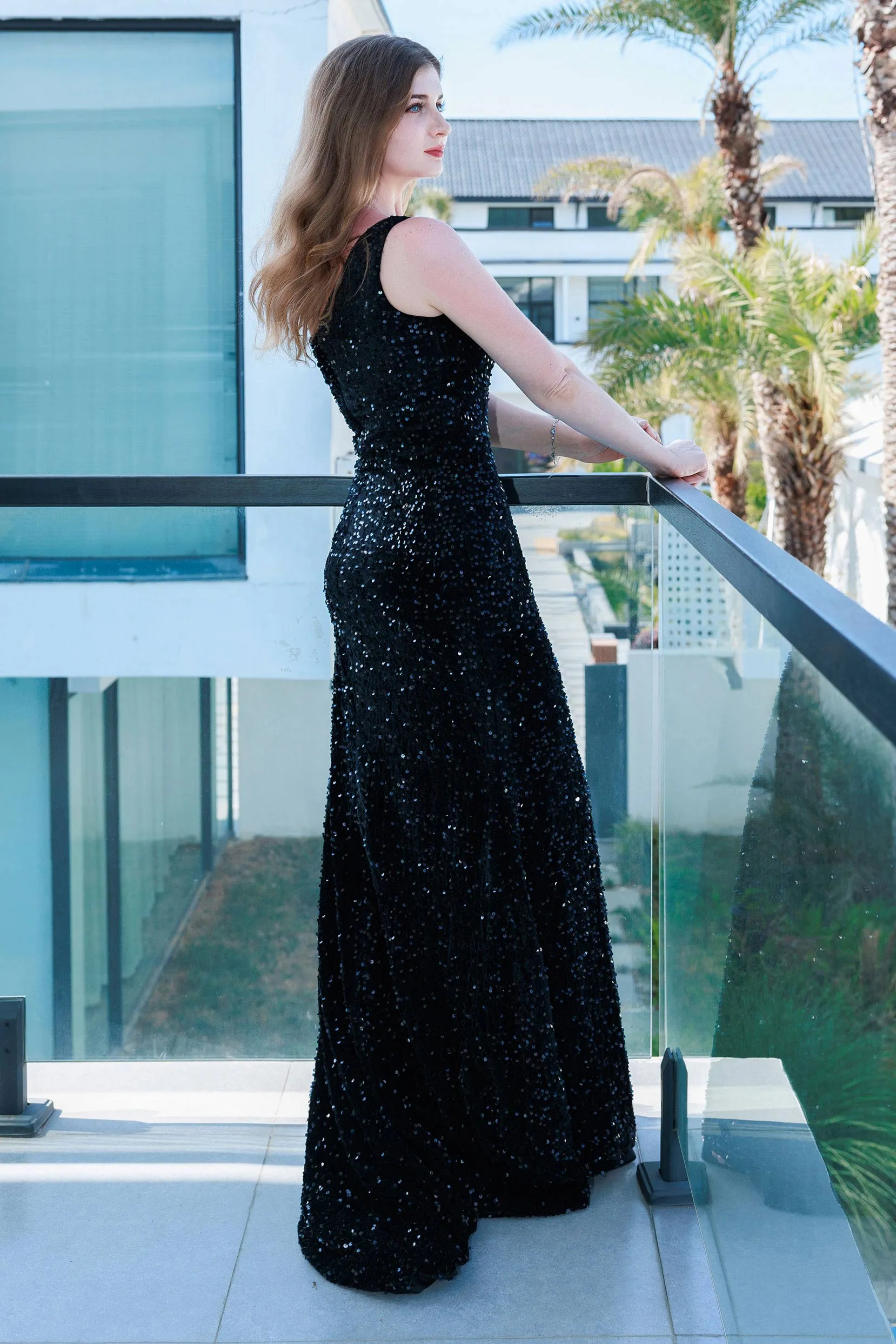 Trumpet-Mermaid Floor Length Sequined Prom Dress CS0487CR sold by Cocomelody product image thumbnail 2