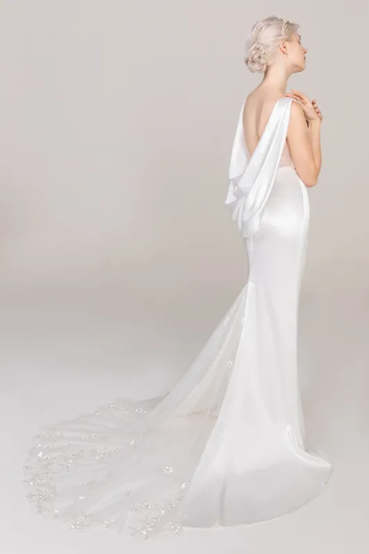 Trumpet-Mermaid Court Train Satin Wedding Dress CW2414 sold by Cocomelody