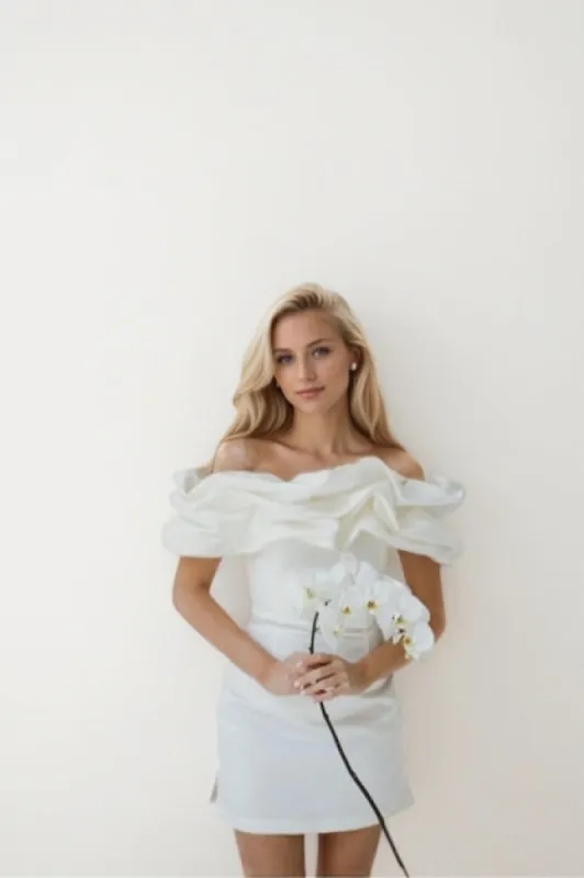 Sheath-Column Short-Mini Satin Wedding Dress CW3418 sold by Cocomelody