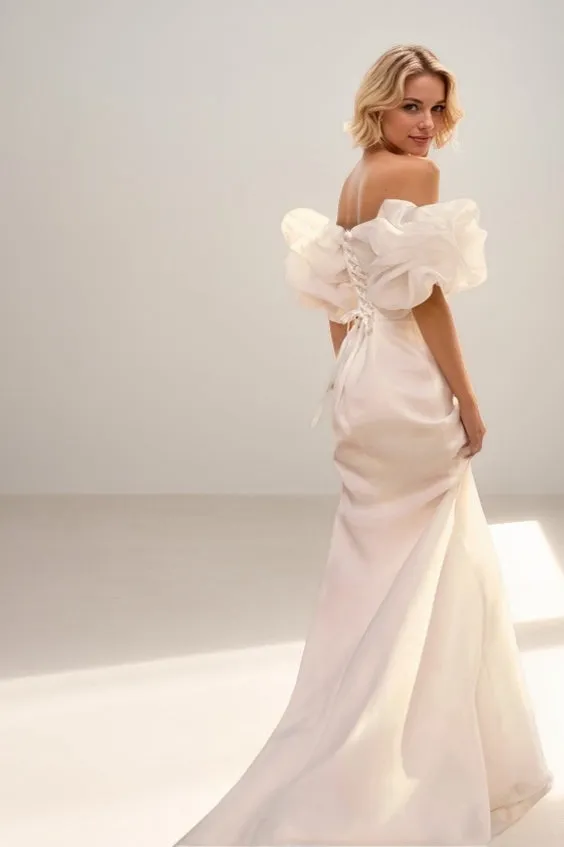 Mermaid Sweep-Brush Train Organza Wedding Dress CW3458 sold by Cocomelody product image thumbnail 2