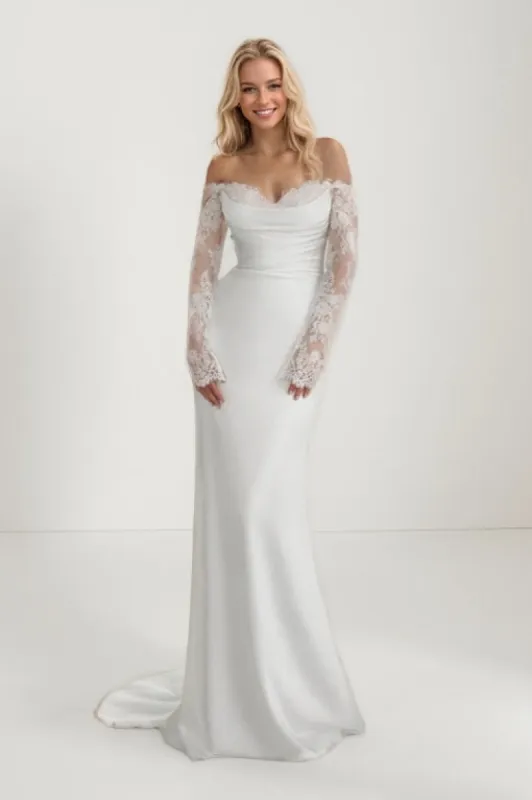 Mermaid Sweep-Brush Train Lace Satin Wedding Dress CW3446 sold by Cocomelody