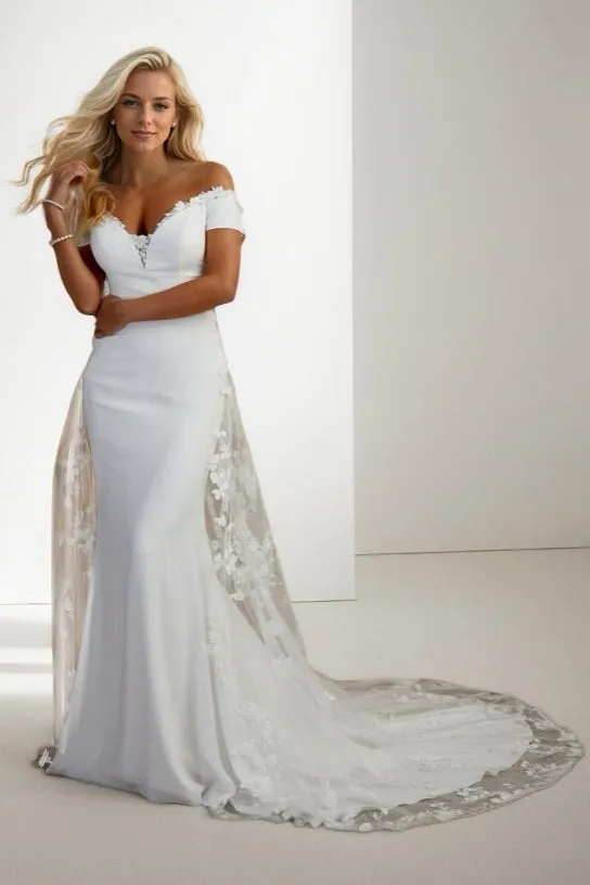 Mermaid Court Train Lace Elastic Cloth Wedding Dress CW3454 sold by Cocomelody