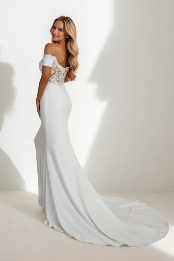 Mermaid Court Train Lace Elastic Cloth Wedding Dress CW3454 sold by Cocomelody product image thumbnail 2