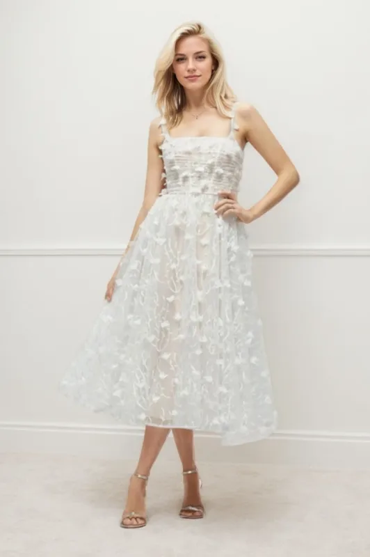 A-Line Tea Length Lace Wedding Dress CW3434 sold by Cocomelody