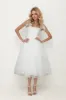A-Line Tea Length Glitter Tulle Wedding Dress CW3410 sold by Cocomelody