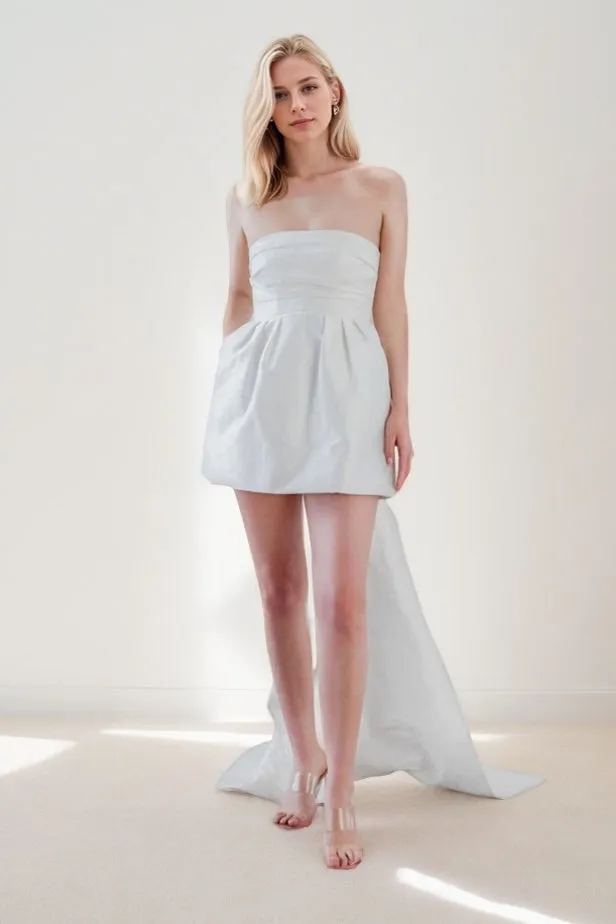 A-Line Short-Mini Satin Wedding Dress CW3415 sold by Cocomelody