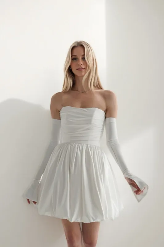 A-Line Short-Mini Satin Wedding Dress CW3413 sold by Cocomelody
