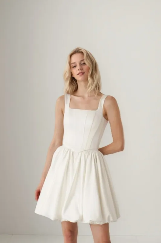 A-Line Short-Mini Satin Wedding Dress CW3405 sold by Cocomelody
