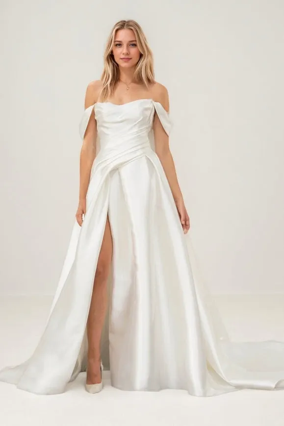 A-Line Court Train Satin Wedding Dress CW3466 sold by Cocomelody