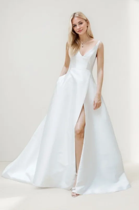 A-Line Court Train Satin Wedding Dress CW3463 sold by Cocomelody