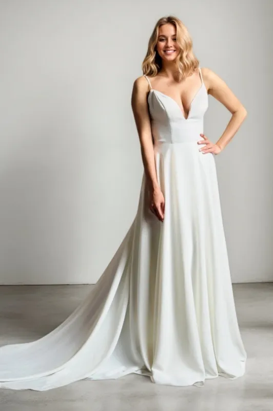 A-Line Court Train Elastic Cloth Wedding Dress CW3449 sold by Cocomelody