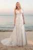 A-Line Sweep-Brush Train Lace Tulle Wedding Dress CW3474 sold by Cocomelody