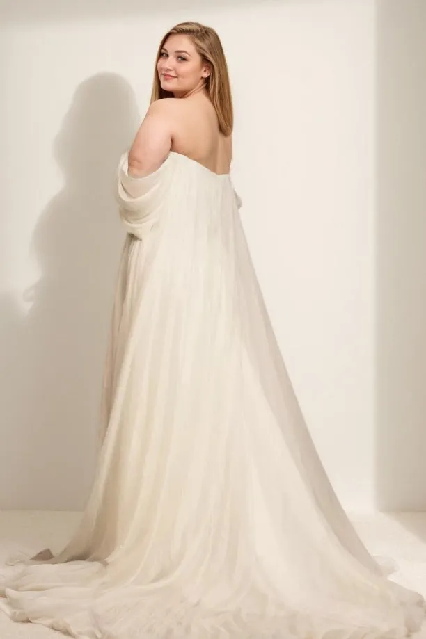 A-Line Sweep-Brush Train Chiffon Wedding Dress CW3471 sold by Cocomelody product image thumbnail 2