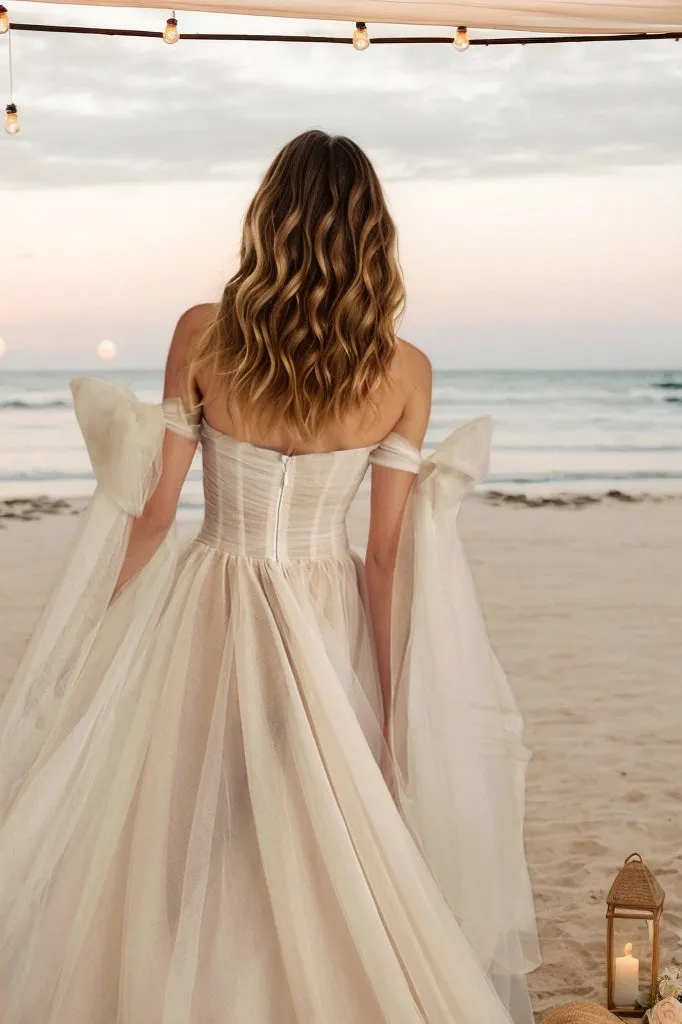 A-Line Court Train Tulle Wedding Dress CW3512 sold by Cocomelody product image thumbnail 2