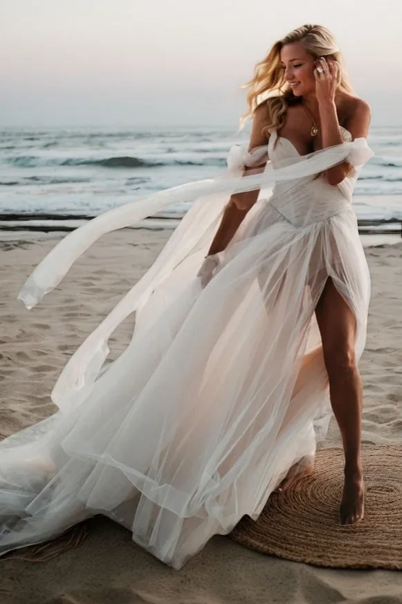 A-Line Court Train Tulle Wedding Dress CW3512 sold by Cocomelody