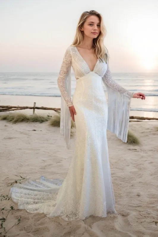 Trumpet-Mermaid Sweep-Brush Train Lace Wedding Dress CW3499 sold by Cocomelody